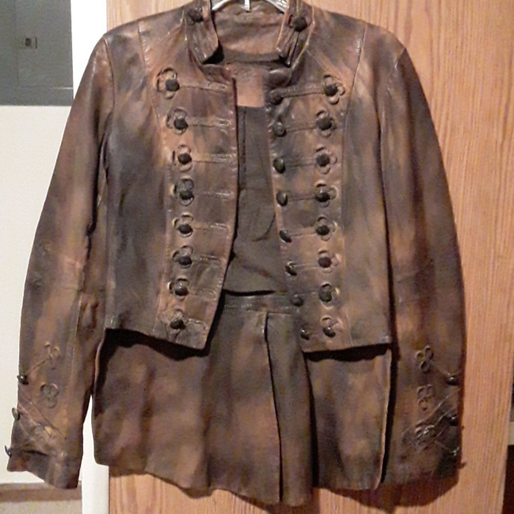 All Saints karst military leather tailcoat jacket